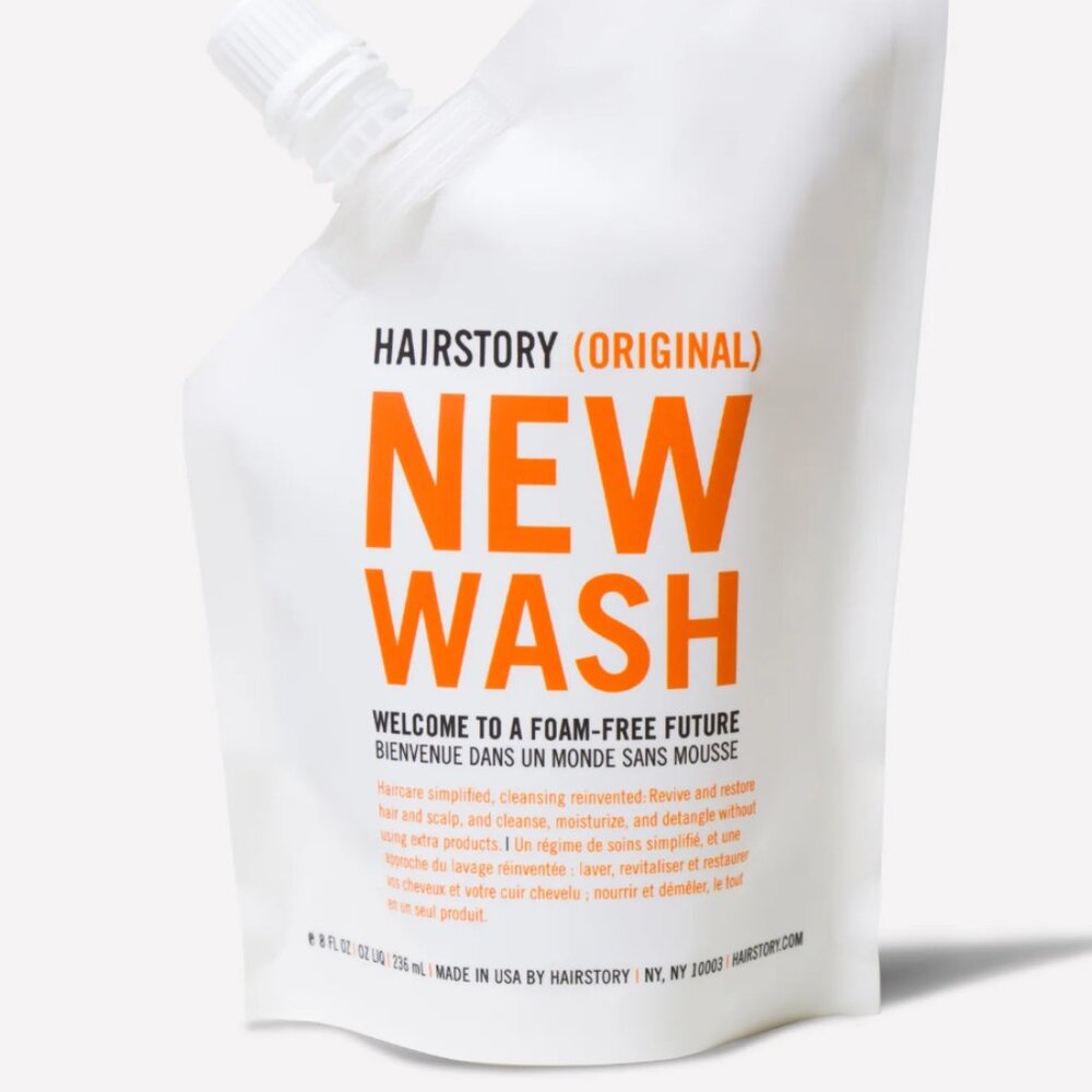 Hairstory New Wash unopened 32 oz refill package, 32 oz dispenser with pump,